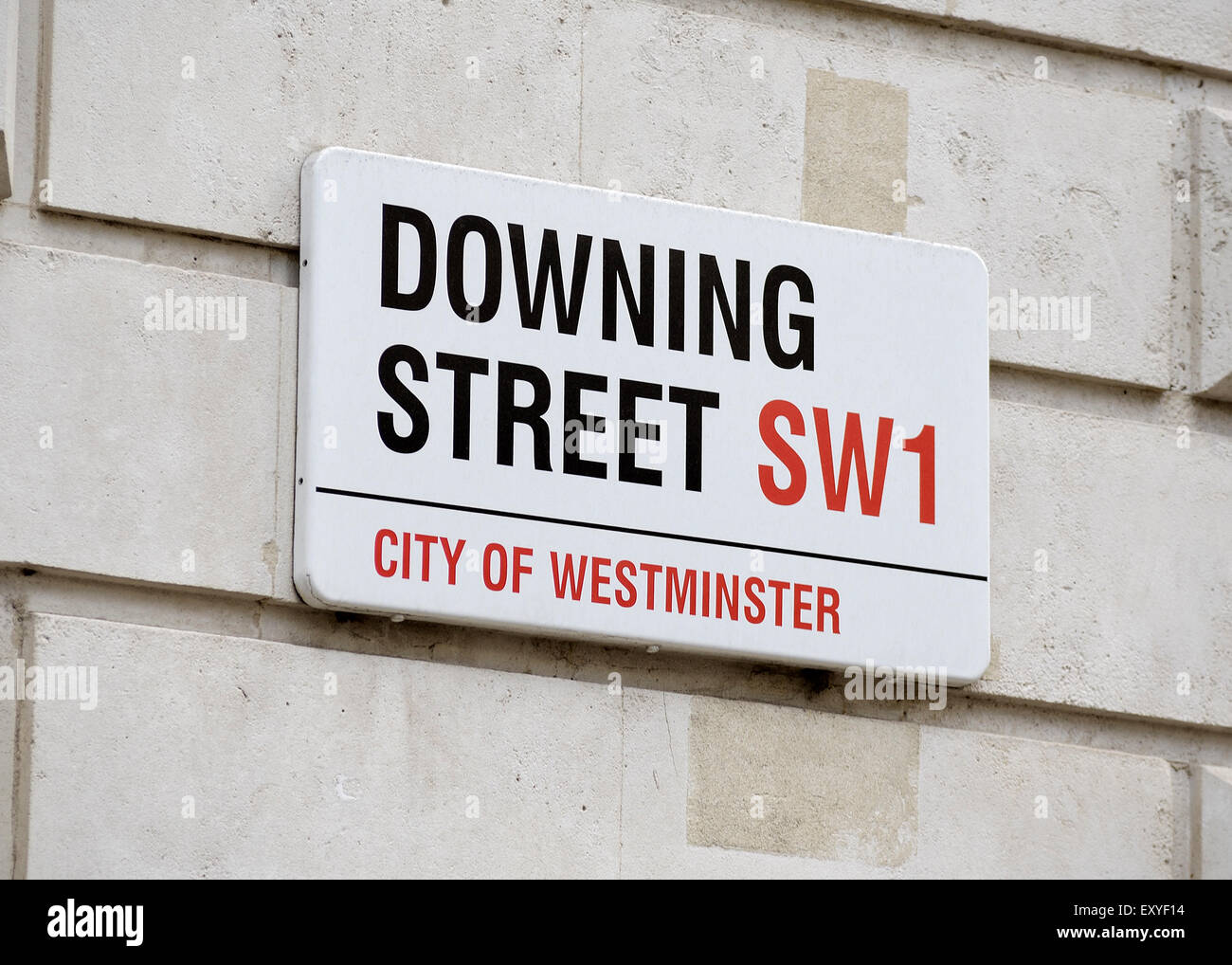 Straßenschild Downing Street, London, UK. Stockfoto