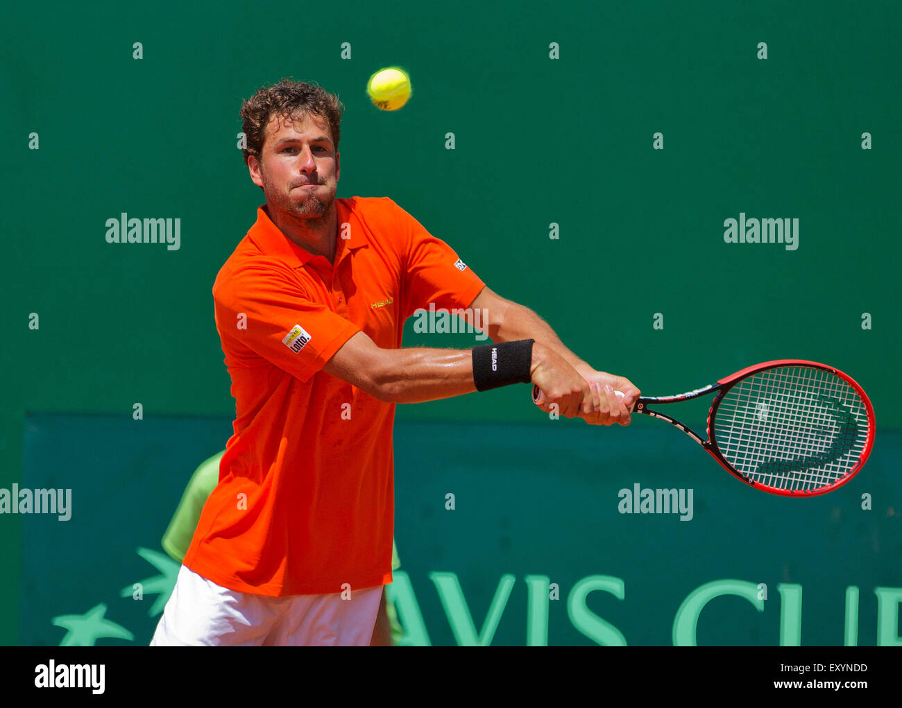 Österreich, Kitzbühel, Juli 18, 2015, Tennis, Davis Cup, zweite match zwischen Andreas Haider-Maurer (AUT) und Robin Haase (NED), im Bild: Robin Haase Photo: Tennisimages / Credit: Henk Koster/Alamy Live News Stockfoto