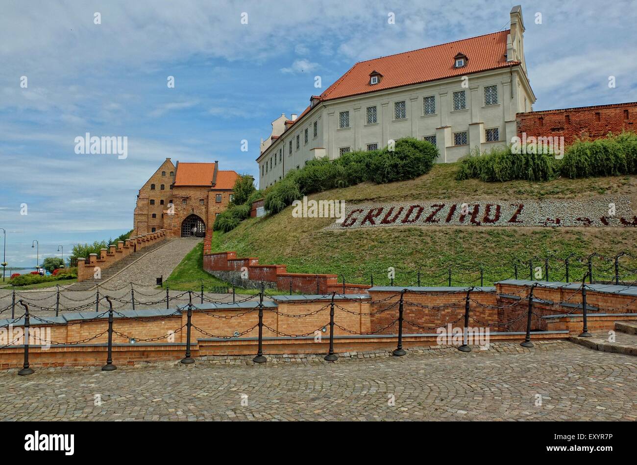 Grudziadz, Polen 12. Juli 2015 Gesamtansicht der Stadt Grudziadz an der Weichsel im Norden Polens gelegt. Im Bild: Wate Stockfoto