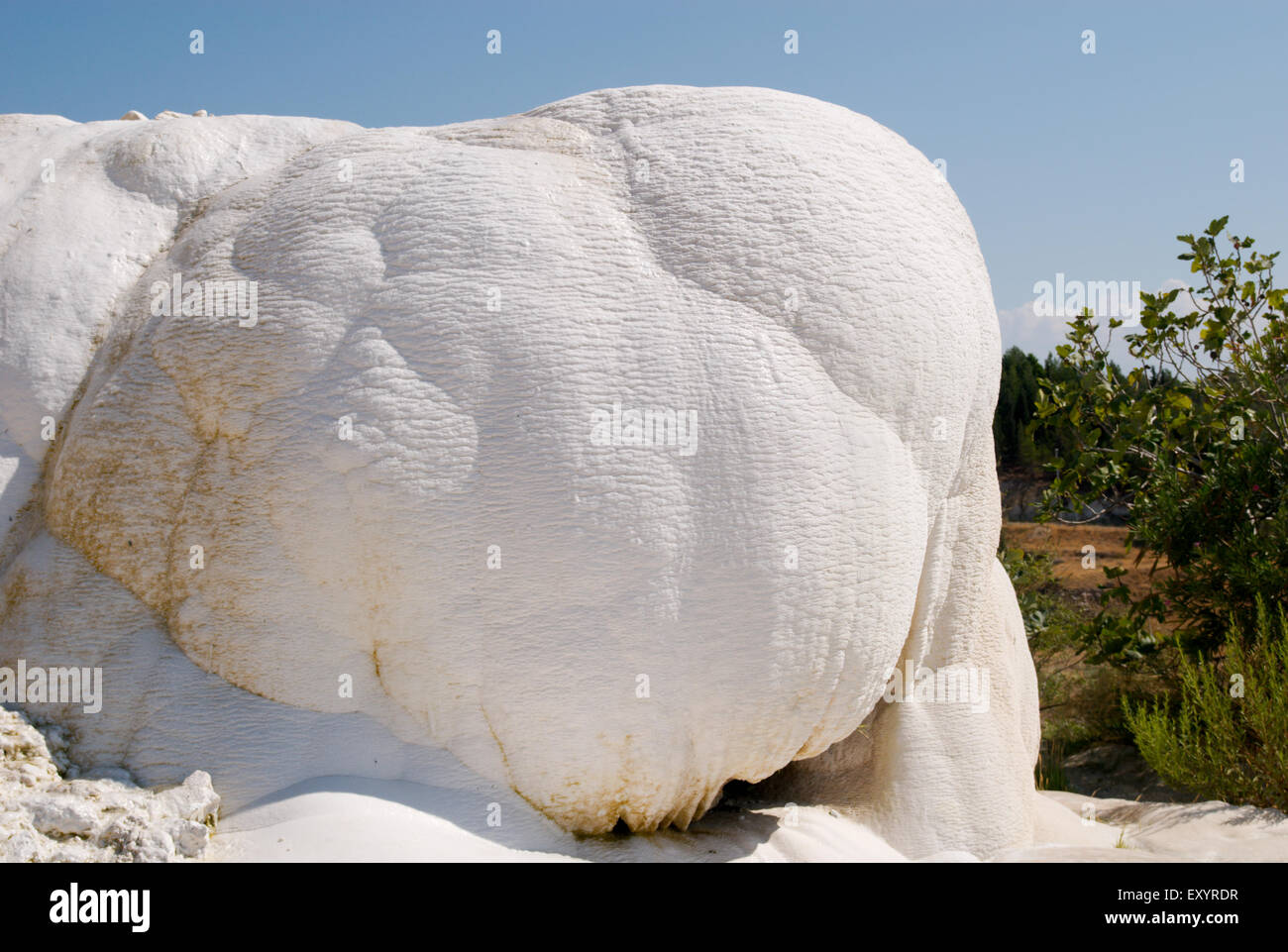 Eine Formation von massiven Travertin, Travertin Terrassen, Hierapolis, Türkei Stockfoto