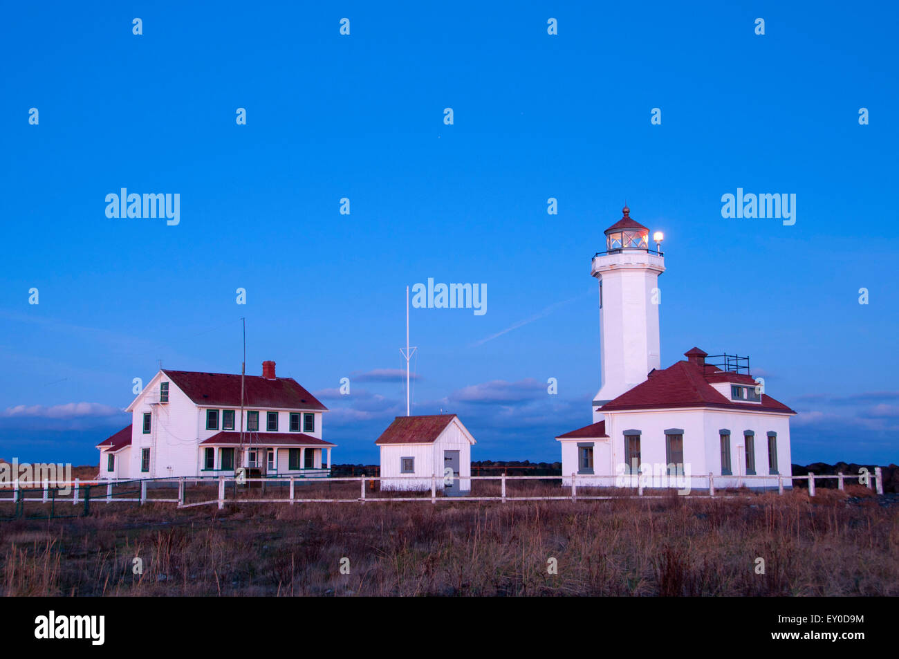 Zeigen Sie Wilson Lighthouse, Fort Worden State Park, Washington Stockfoto