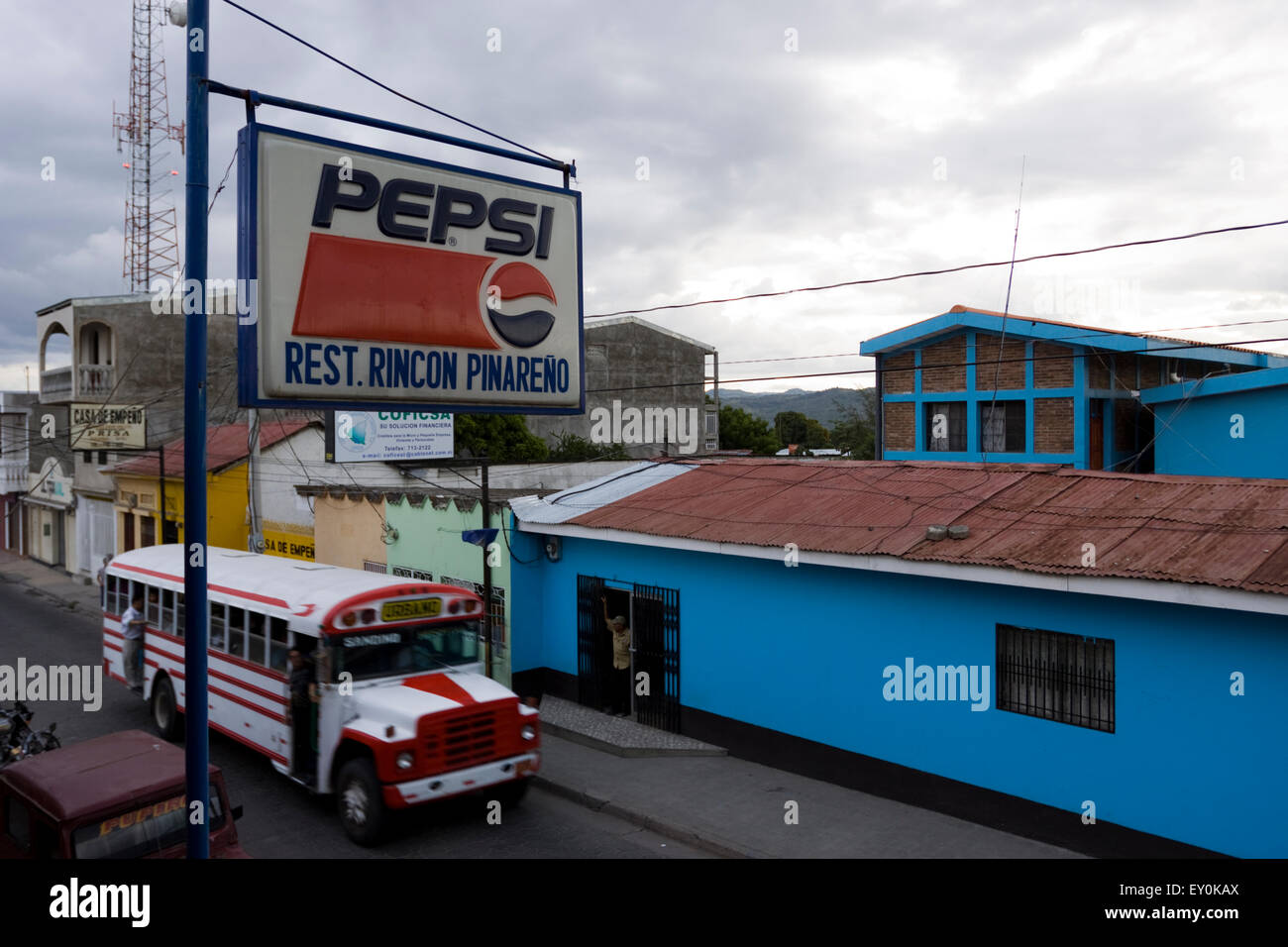 Zeichen der kubanischen Restaurant el Rincon Pinareño in Esteli, Nicaragua Stockfoto