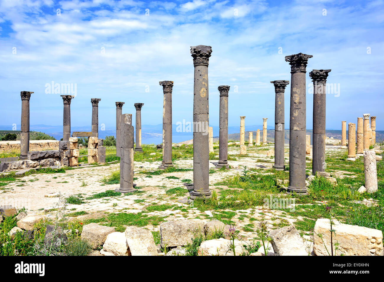 Byzantinische Kirche Terrasse am Umm Qais, Jordanien. Die Website von der antiken Stadt Gadara. Stockfoto