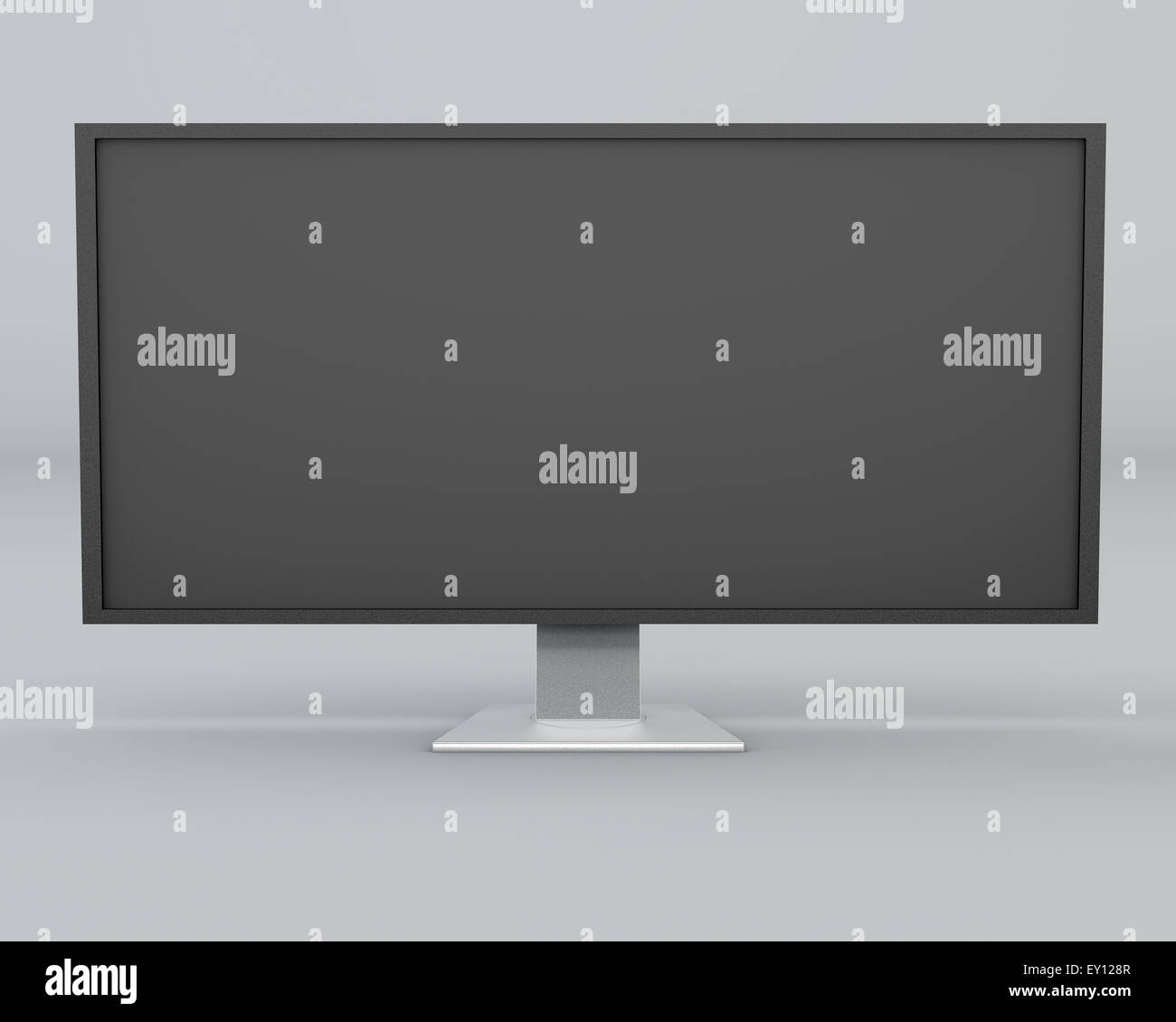 Moderne Digital-Computer-Monitor mit leeren schwarzen Bildschirm auf grauem Hintergrund Stockfoto