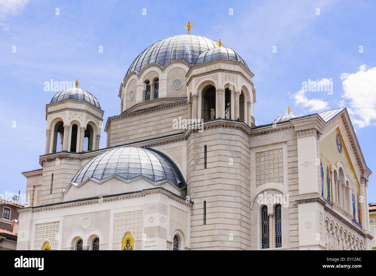 Fassade des Heiligen Spyridon Kirche, Triest, Italien Stockfoto