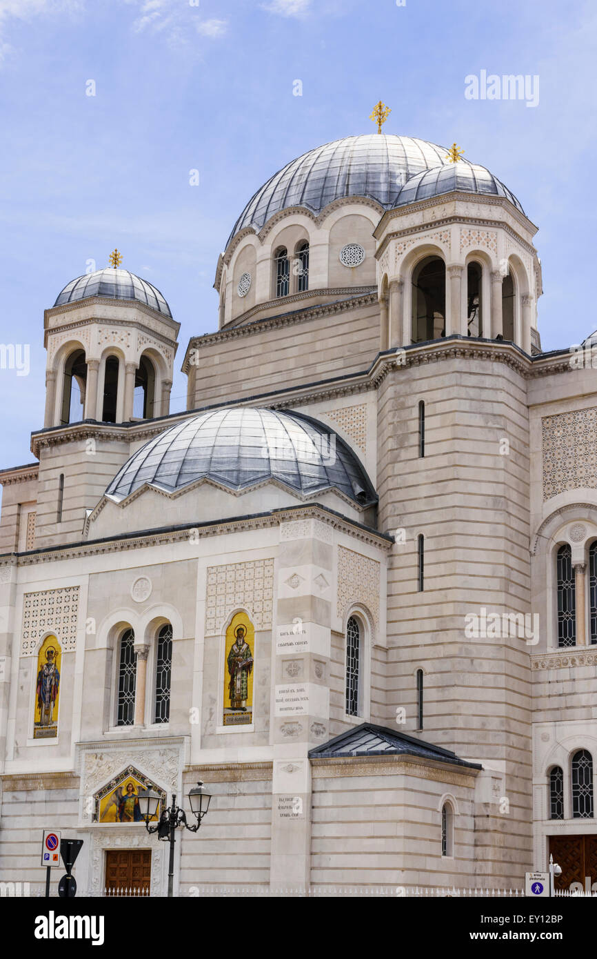 Fassade des Heiligen Spyridon Kirche, Triest, Italien Stockfoto