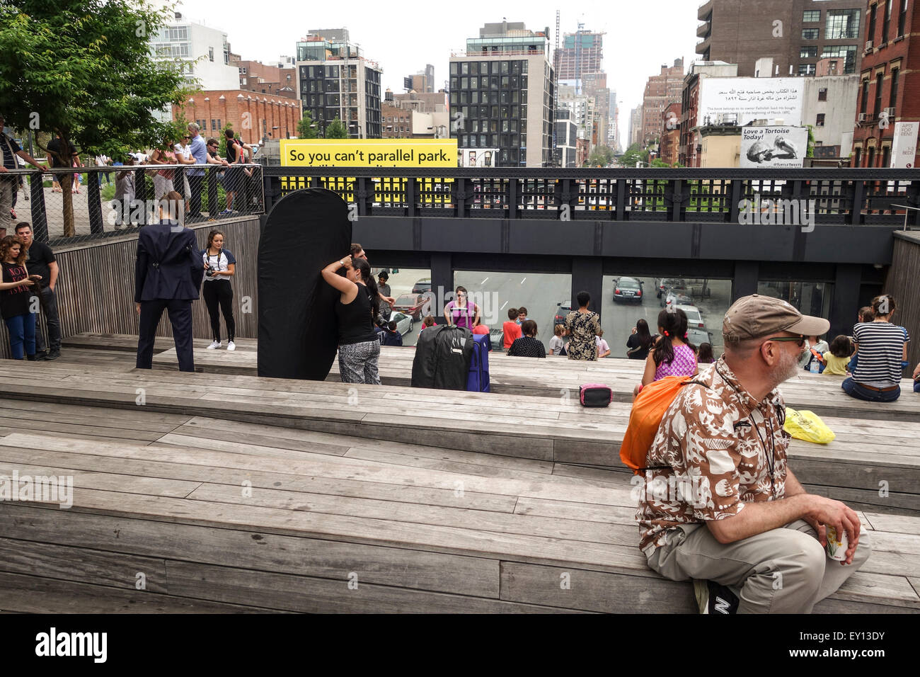 Foto-Shooting in New York City erhöhte High Line Park, Manhattan, New York City, USA. Stockfoto