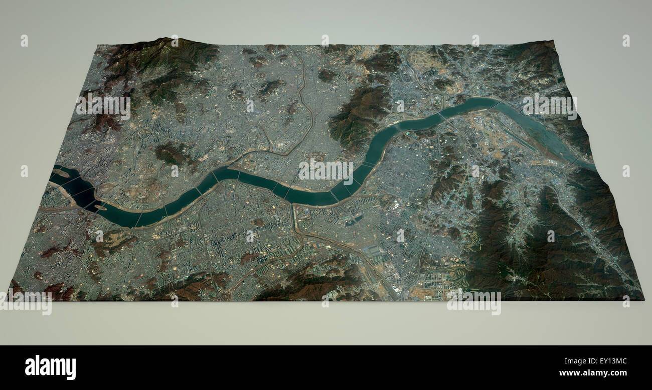 Satellitenansicht von Seoul, Südkorea Stockfoto