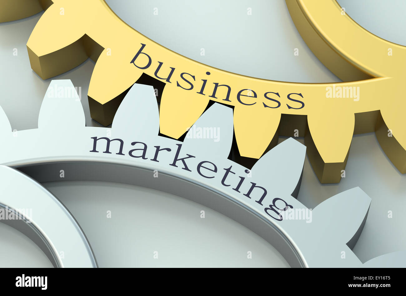 Business- und Marketing-Konzept auf metallischen Zahnrad Stockfoto