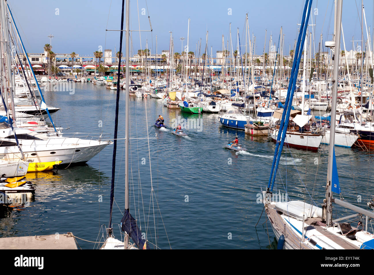 Die Yacht Marina, Port Olimpic, Barcelona, Spanien Europa Stockfoto