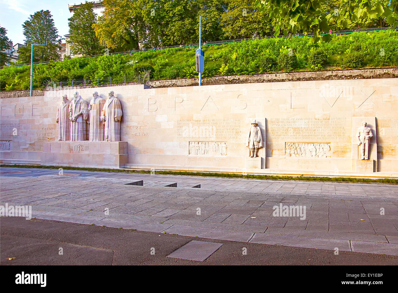 Wand der Reformer in Genf im Sommer Stockfoto