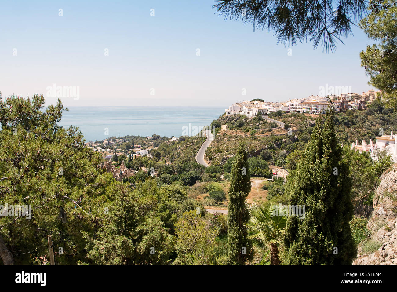 Meeresblick vom Hügel von Benalmadena (Spanien) Stockfoto