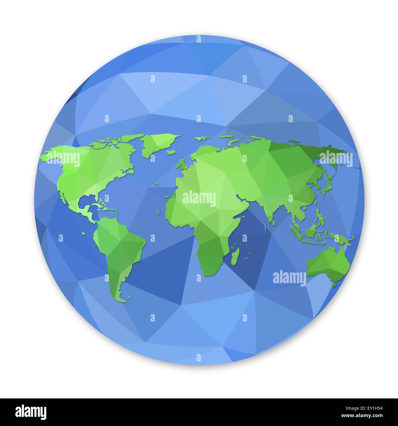 Globus Weltkarte in polygonale Stil (geometrische Struktur) isoliert auf weißem Hintergrund Stockfoto