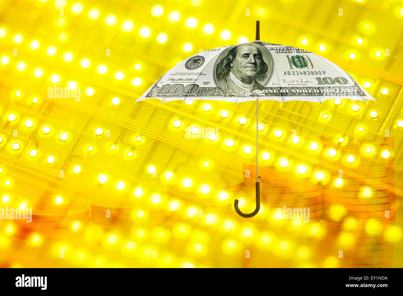 Digital Composite, Regenschirm, Geld, Stockfoto