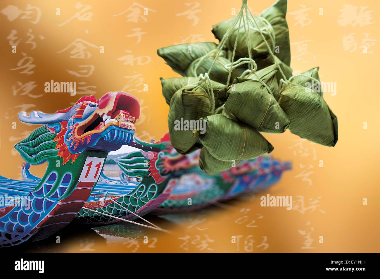 Duanwu Festival, chinesische Knödel, Drachenboot, Stockfoto