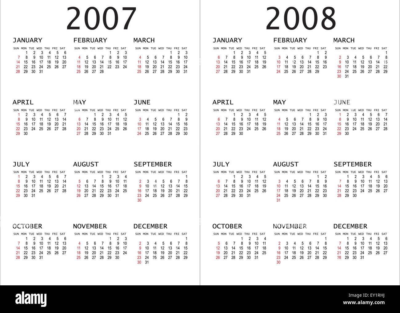 2007 - 2008-Kalender-Vektor-illustration Stock Vektor