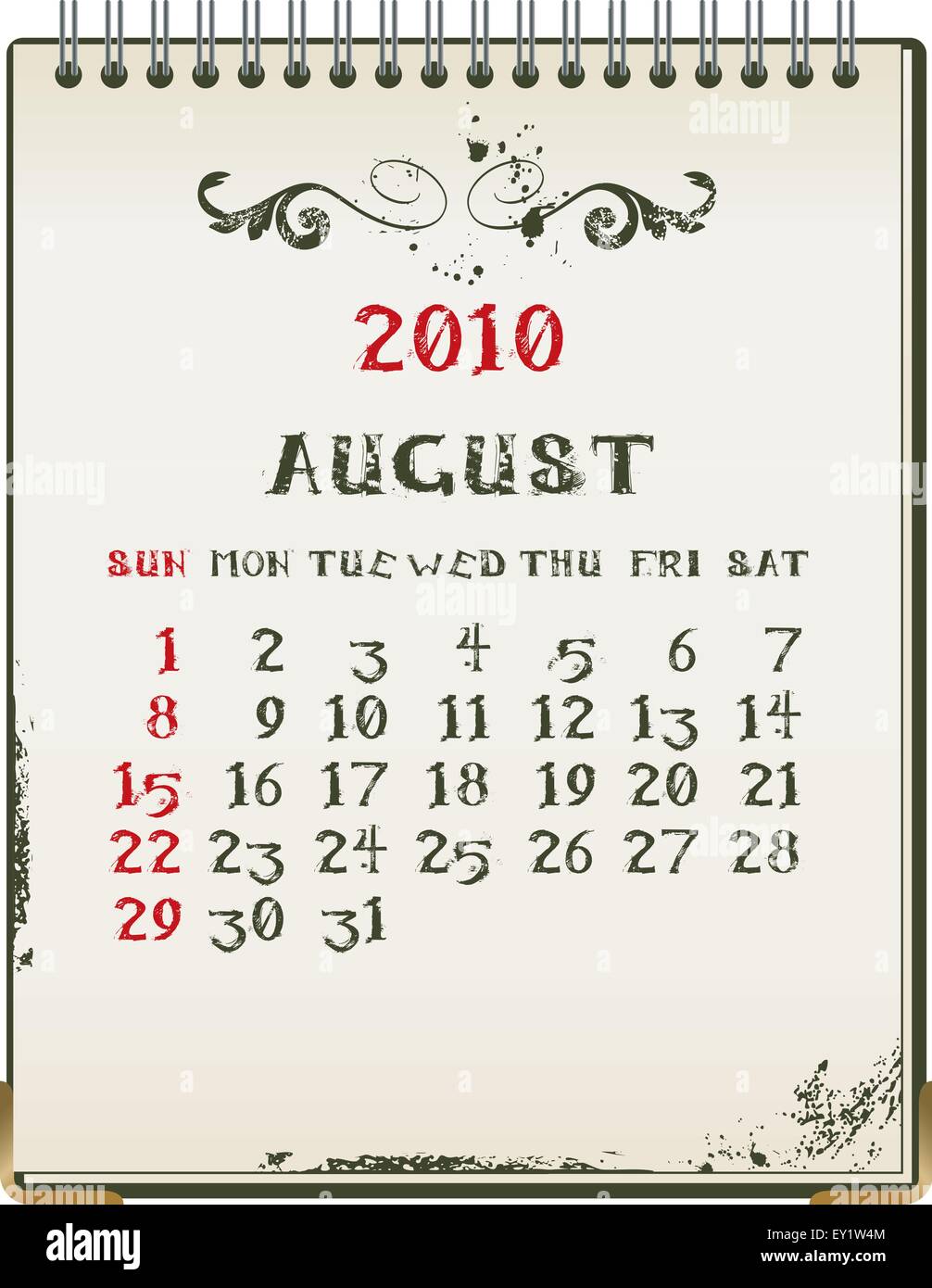 Grunge 2010 Kalender mit einem Blanknote Papier - Vektor-illustration Stock Vektor