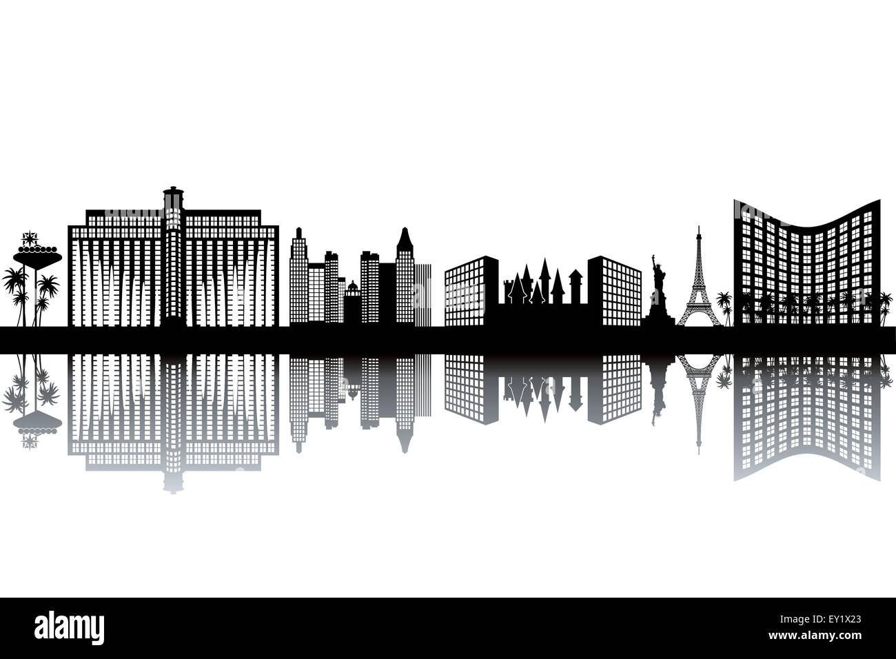 Las Vegas-Skyline - schwarz-weiß-Vektor-illustration Stock Vektor