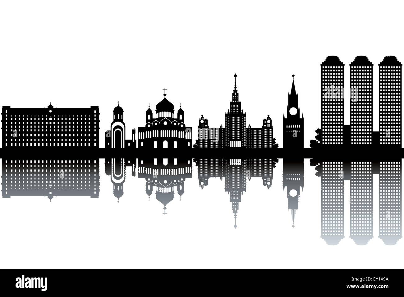 Moskau-Skyline - schwarz-weiß-Vektor-illustration Stock Vektor