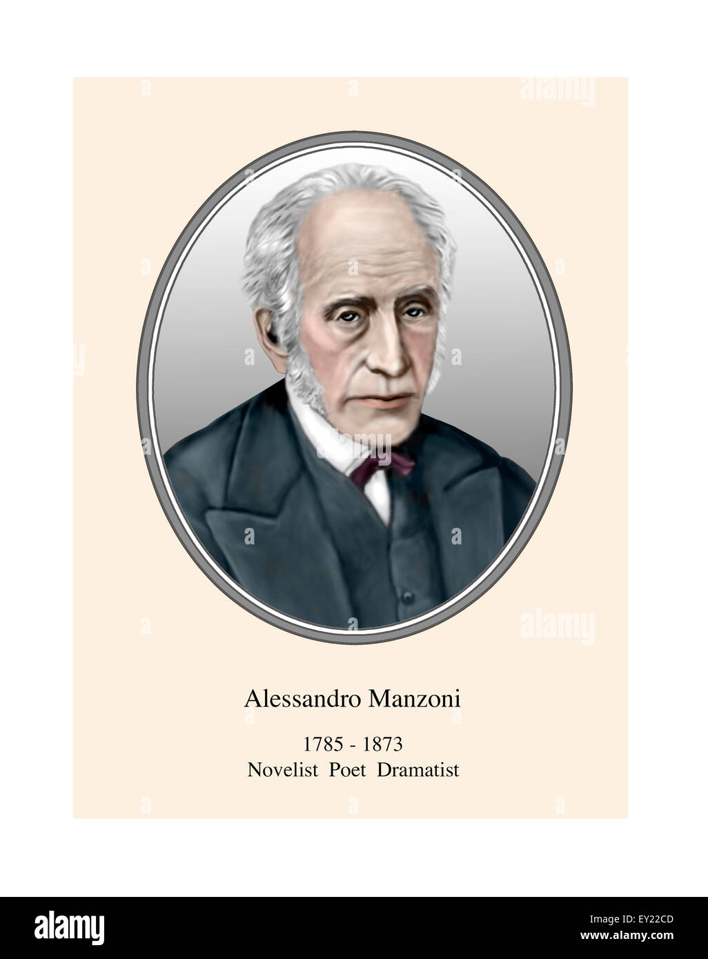 Alessandro Manzoni Porträt moderner Illustration Stockfoto
