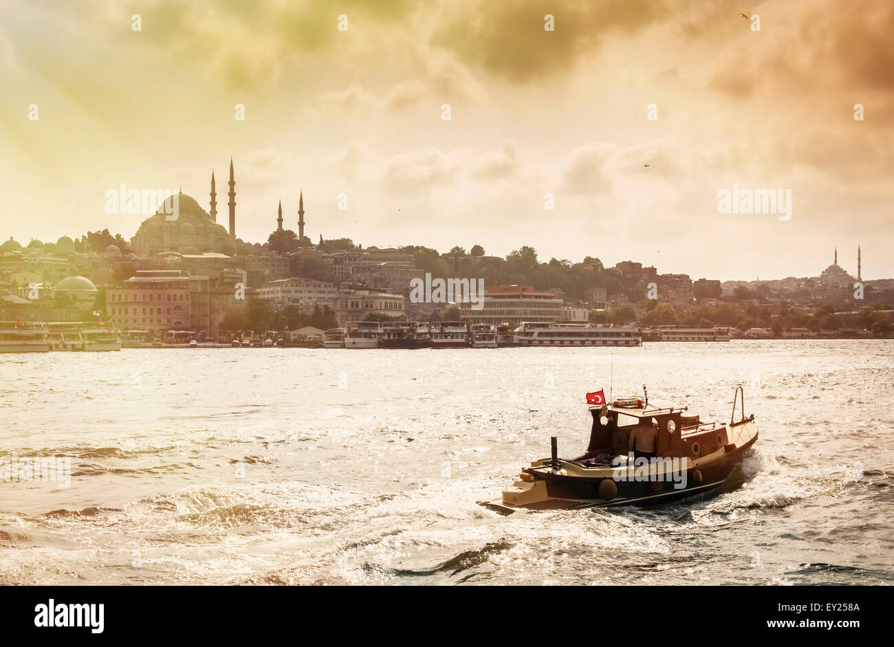 Blick auf den Bosporus und die Hagia Sophia Kirche, Istanbul, Türkei Stockfoto