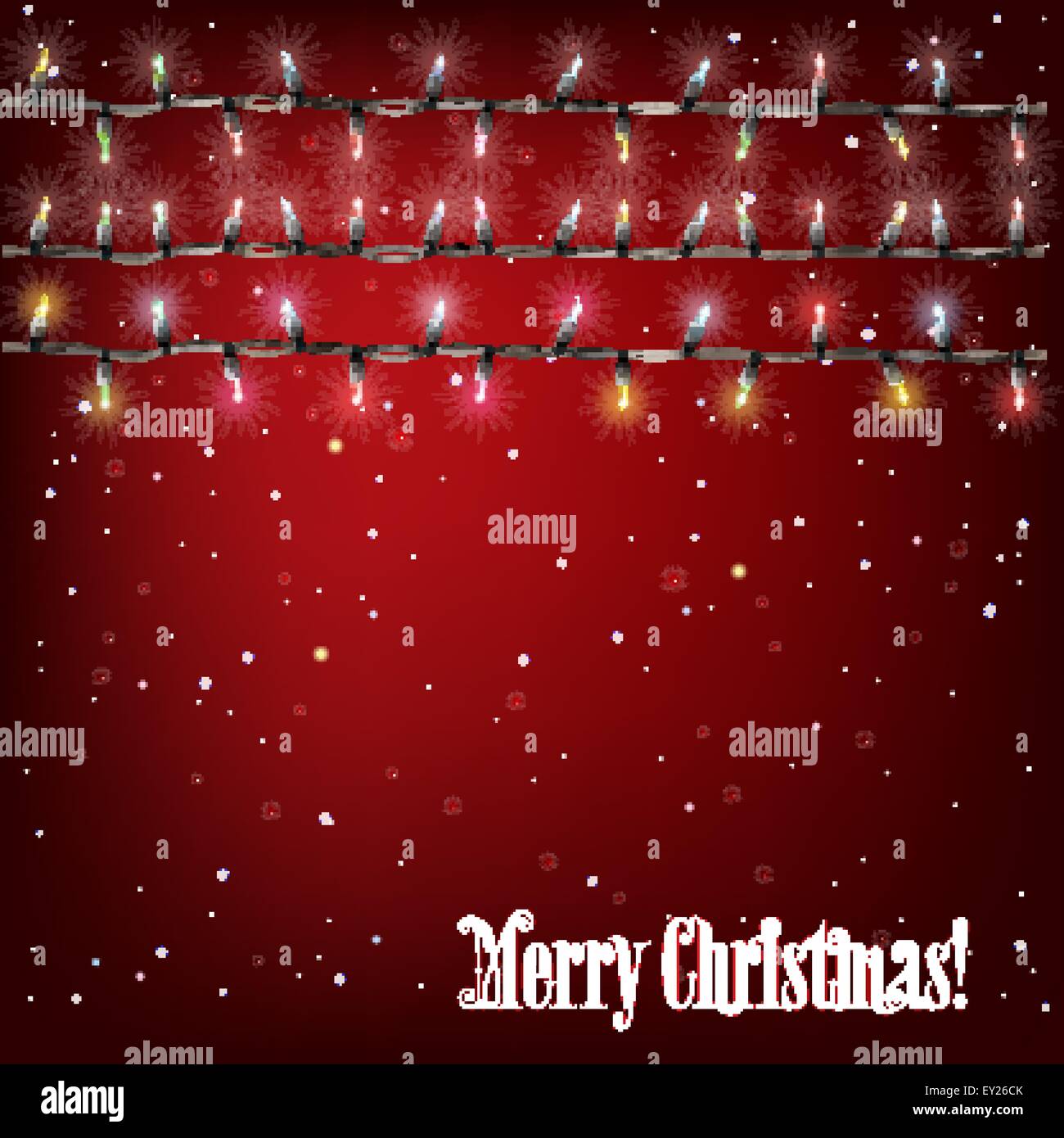 Zusammenfassung Hintergrund mit Weihnachtsbeleuchtung auf rot Stock Vektor
