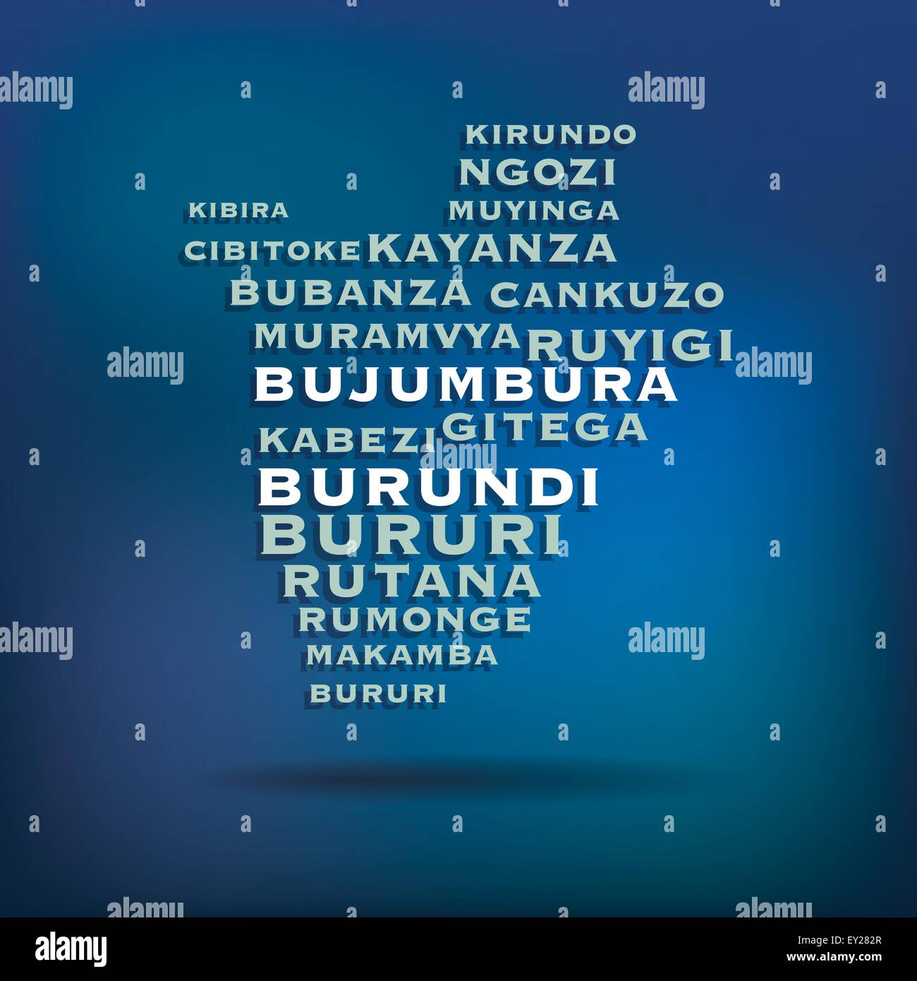 Burundi Karte mit Namen der Städte - Vektor-illustration Stock Vektor