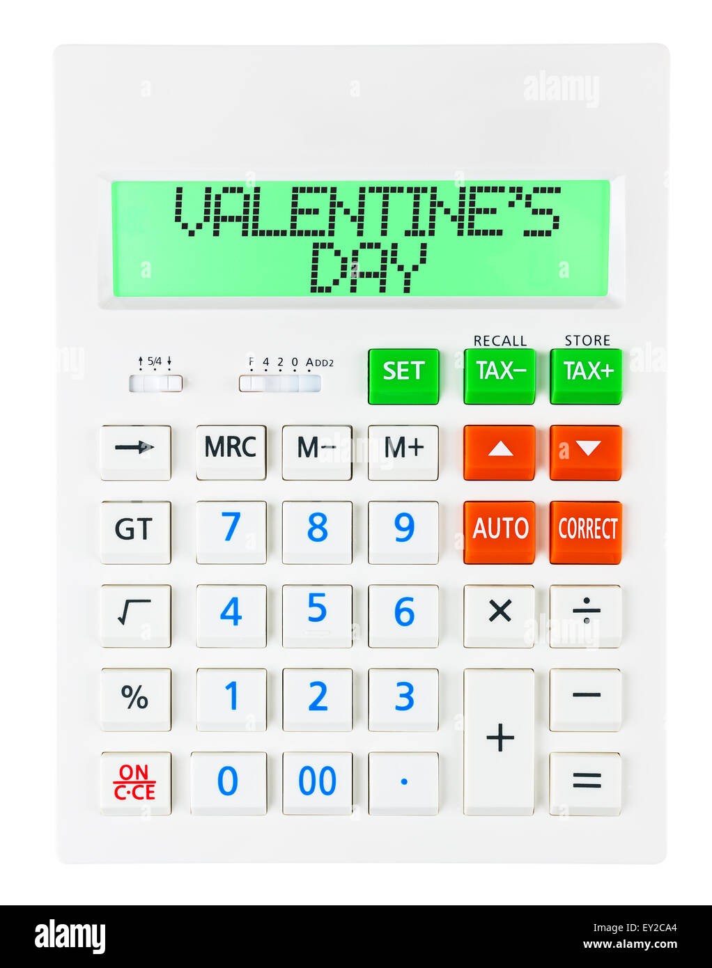 Taschenrechner mit Valentinstag Stockfoto