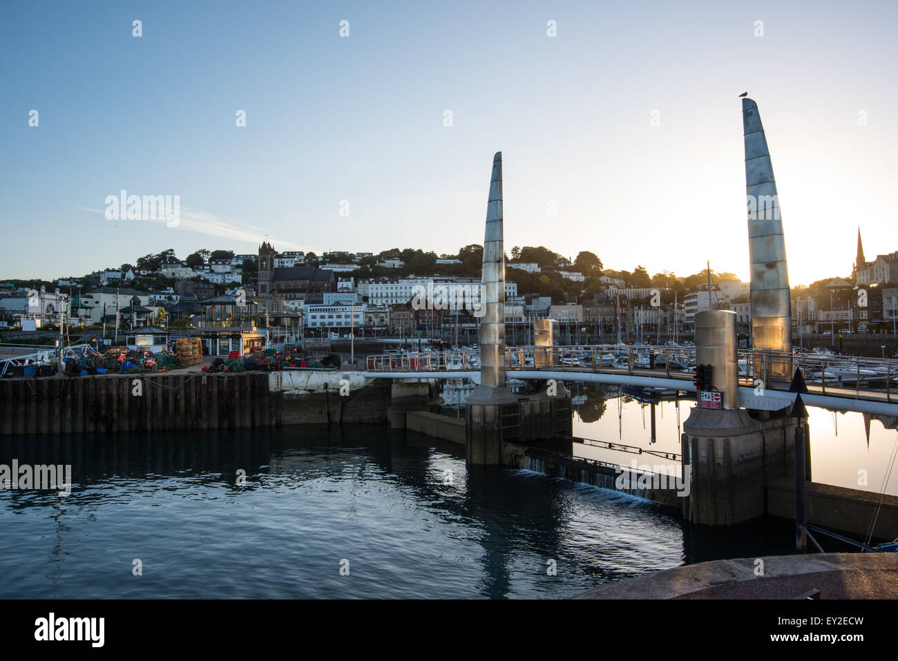 Torquay Hafen bei Sonnenaufgang Brücke Juni 2015 Devon uk Stockfoto