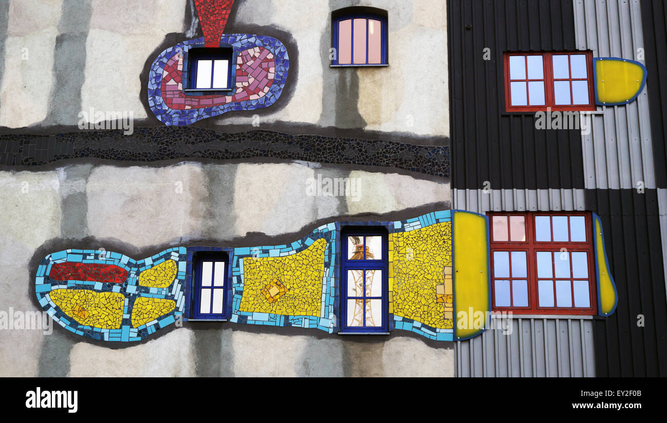 Bildende Kunst auf den Aufbau der Fassade in Wien, Österreich Stockfoto
