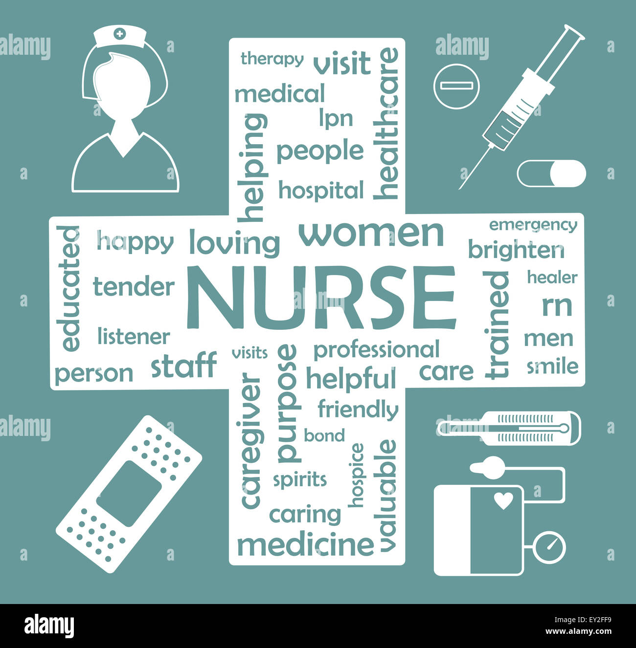 Krankenschwester-Wortwolke Stockfoto