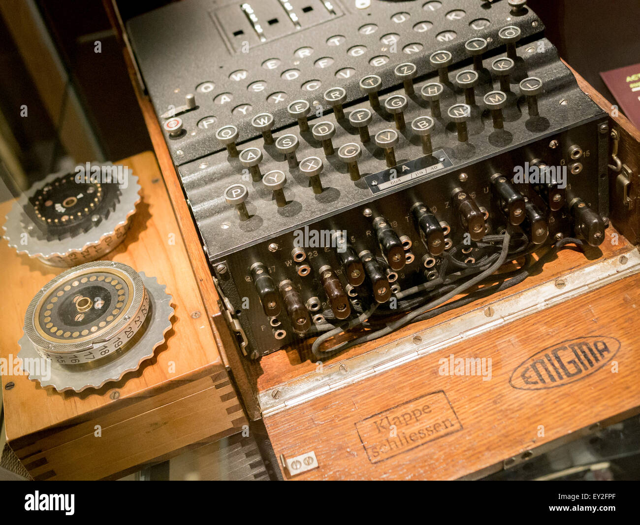 Enigma-Maschine, Bletchley Park, Milton Keynes, Großbritannien Stockfoto