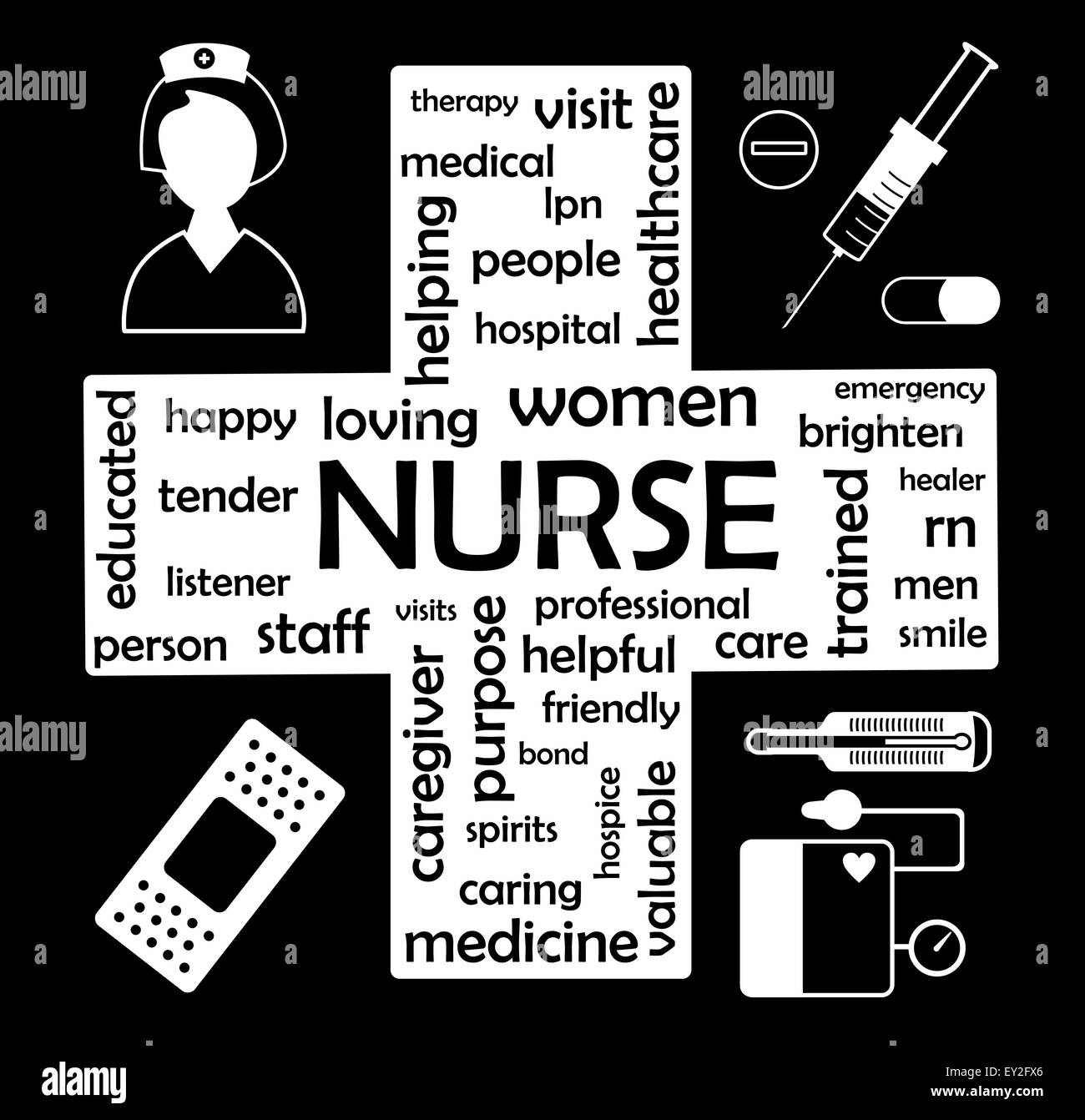 Krankenschwester-Wortwolke Stockfoto