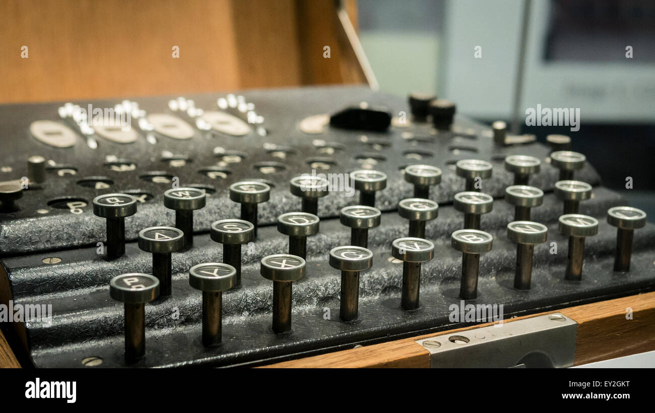 Enigma-Maschine, Bletchley Park, Milton Keynes, Großbritannien Stockfoto