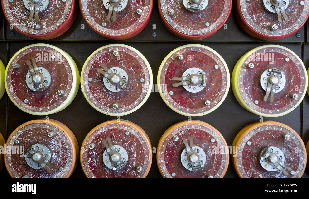 Bombe Rotoren, Bletchley Park, Milton Keynes, Großbritannien Stockfoto