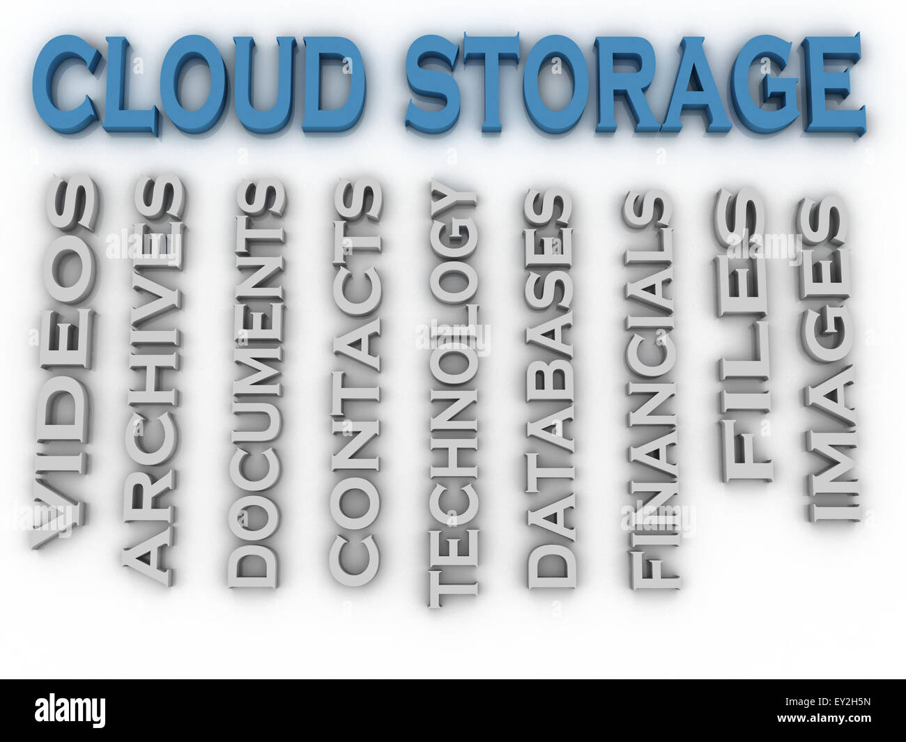 3D-Bild Cloud-Speicher Probleme Konzept Word Cloud-Hintergrund Stockfoto