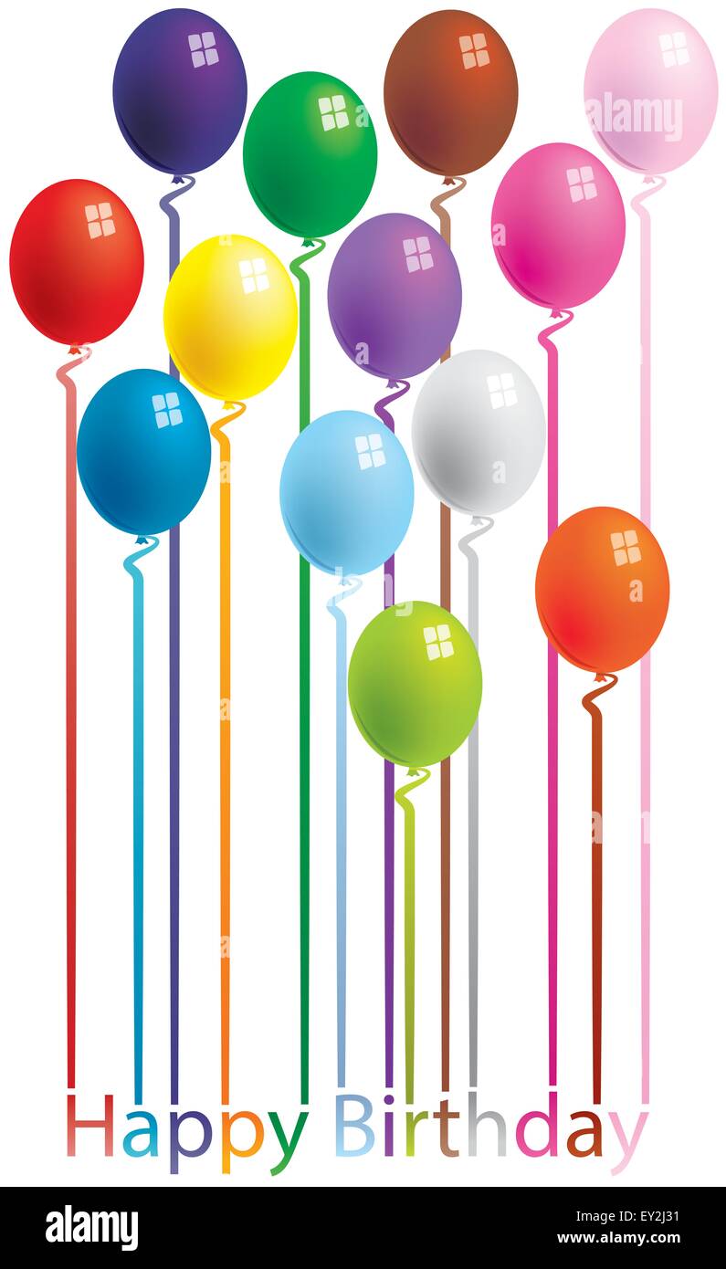 Party Luftballons alles Gute zum Geburtstagskarte Stockfoto