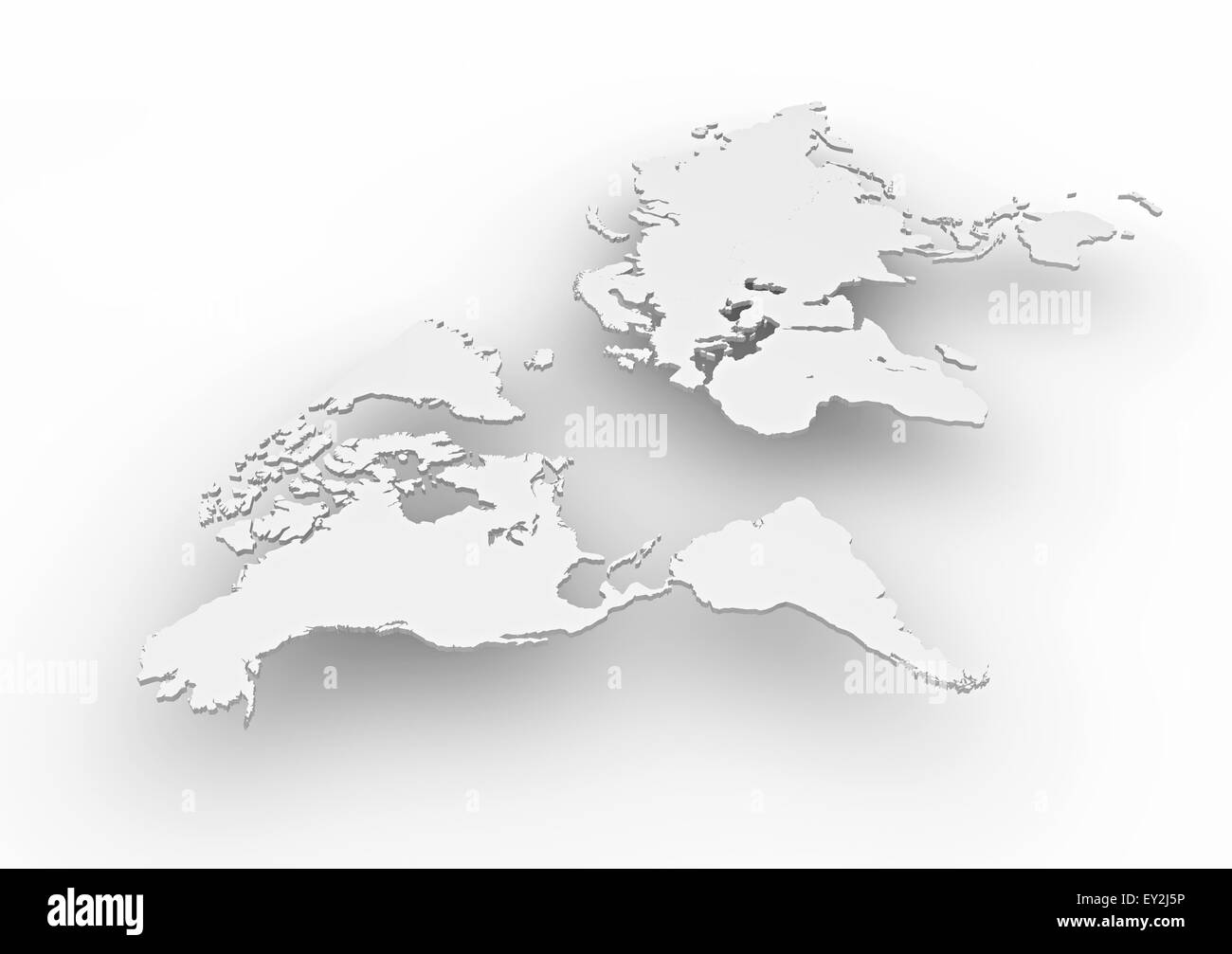 3D geprägte weiße Weltkarte Stockfoto