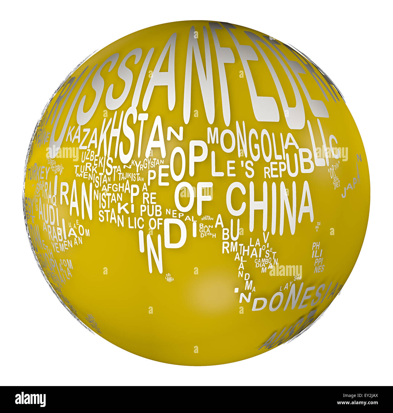 Eine Kugel durch Worte der Nationen, China gemacht Stockfoto