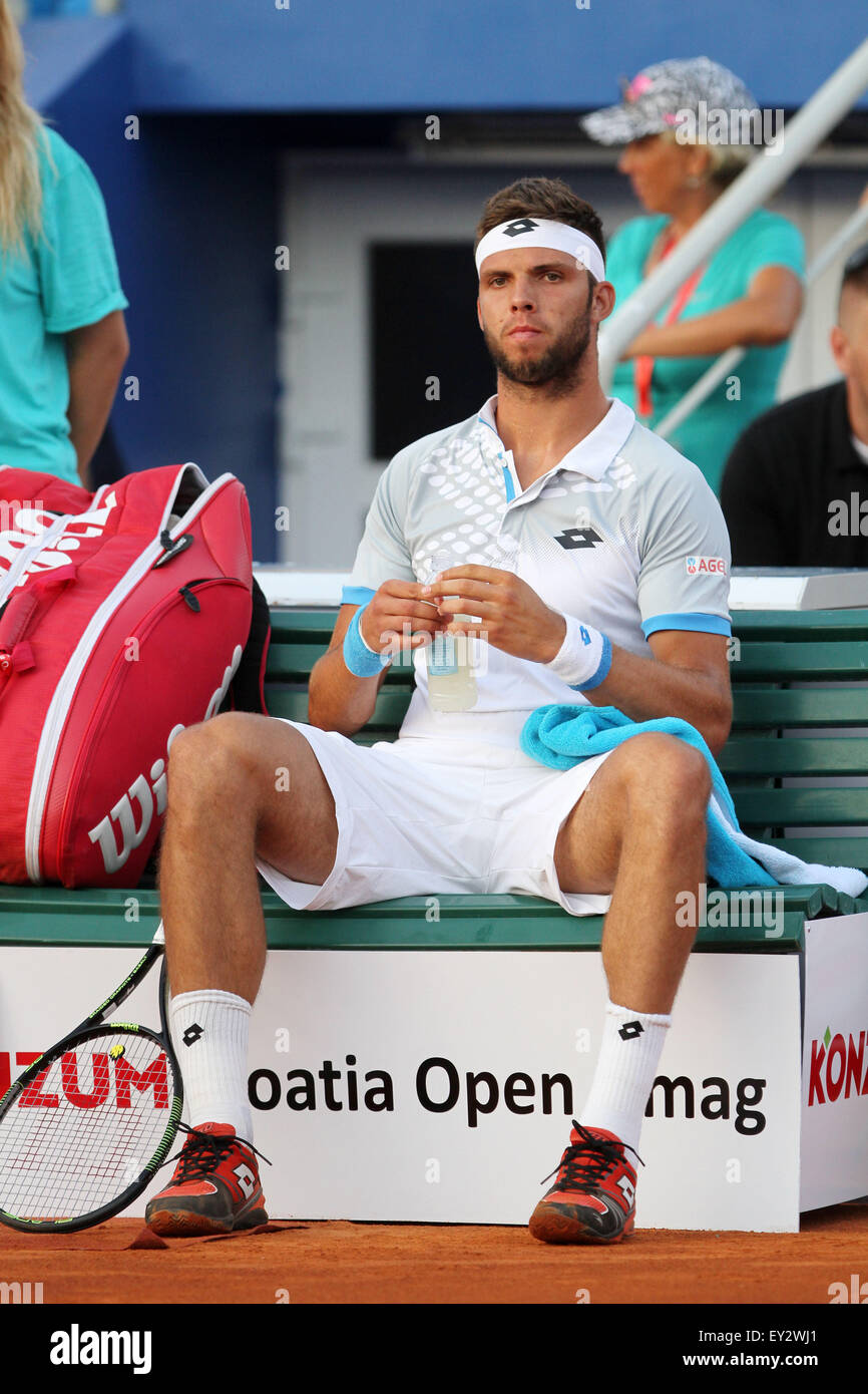 Umag, Kroatien. 20. Juli 2015. (Tschechische Republik) Jiri Vesely während der Singles Match ATP 26. Konzum Croatia Open Umag Turnier im Stadion Stella Maris, am 20. Juli 2015 in Umag. Bildnachweis: Andrea Spinelli/Alamy Live-Nachrichten Stockfoto