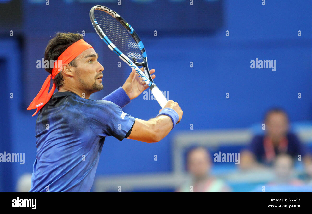 Umag, Kroatien. 20. Juli 2015. (Italien) Fabio Fognini während der Singles Match ATP 26. Konzum Croatia Open Umag Turnier im Stadion Stella Maris, am 20. Juli 2015 in Umag. Bildnachweis: Andrea Spinelli/Alamy Live-Nachrichten Stockfoto