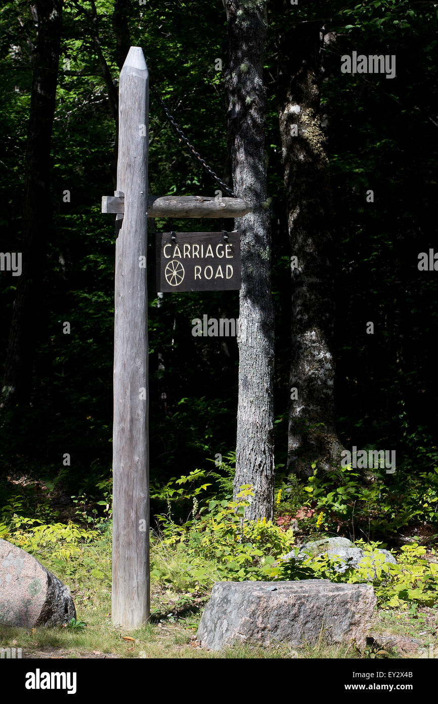 Zeichen für eine Beförderung Road, Acadia National Park, Maine, Deutschland Stockfoto