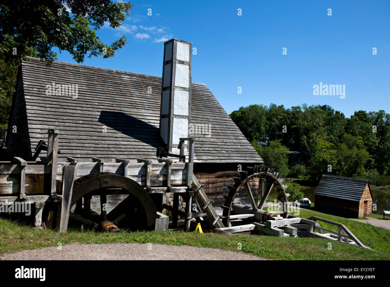 Schmieden Sie, Gebäude, Saugus Iron Works National Historic Site, Saugus, Massachusetts, Vereinigte Staaten von Amerika Stockfoto