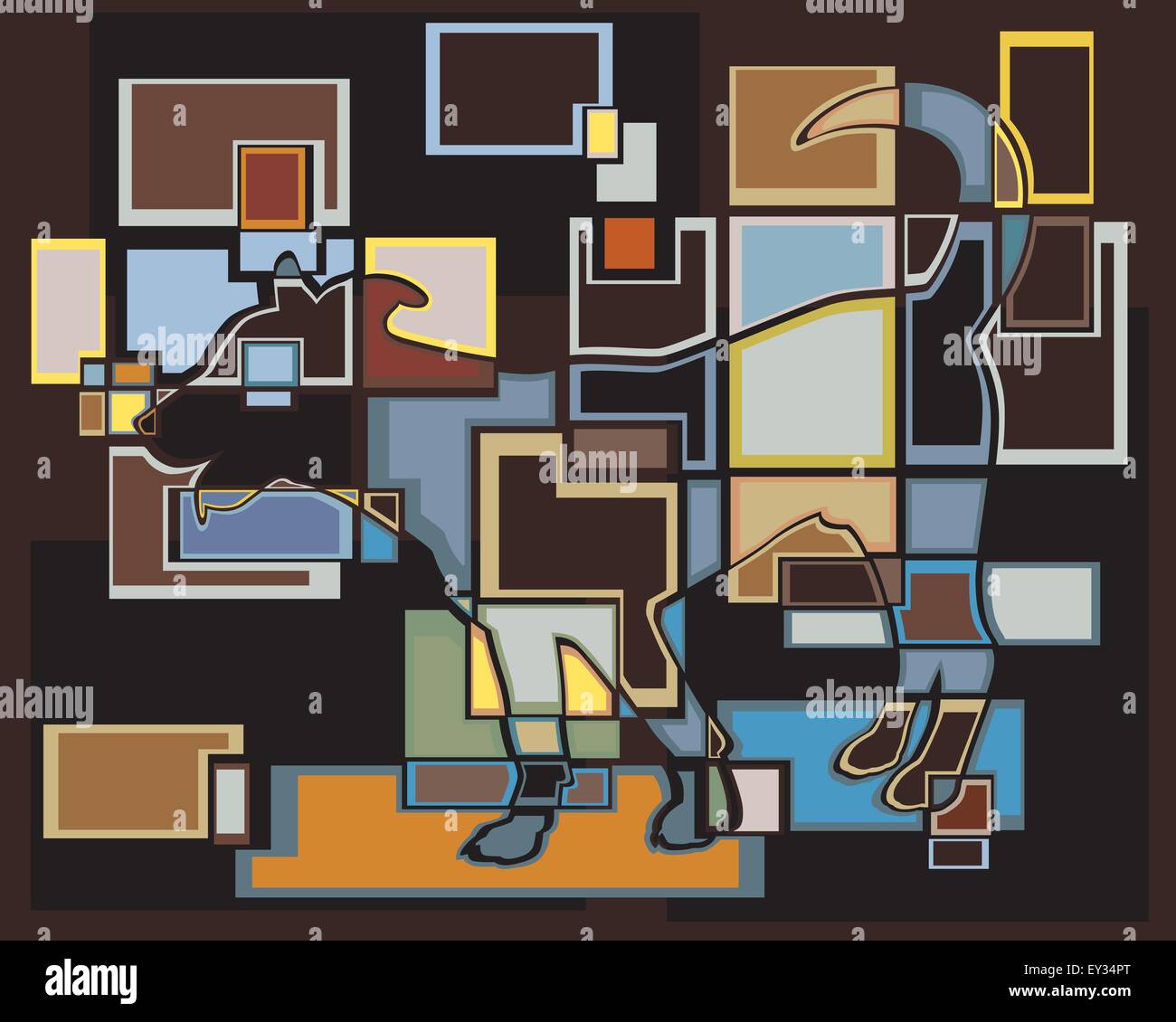 Bunte eps8 bearbeitbare Mosaik Vektorgrafik eines jungen Hundes Stock Vektor