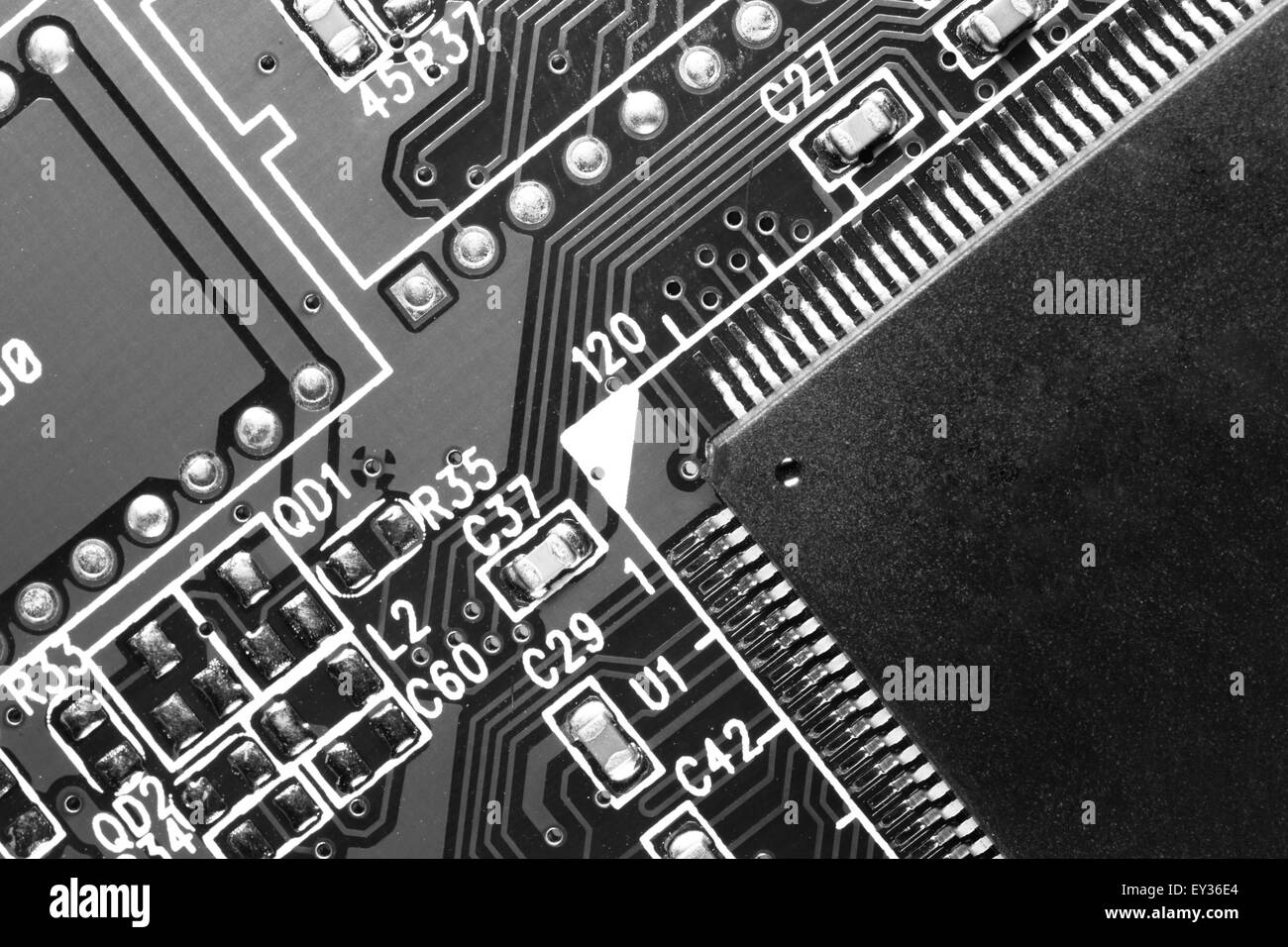 Makro Nahaufnahme einer Computer-Komponente Stockfoto