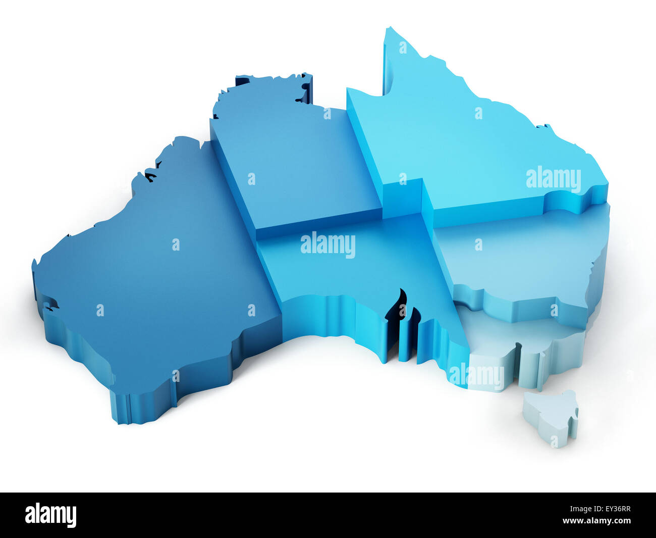 Australien Karte und Flagge isoliert auf weißem Hintergrund Stockfoto