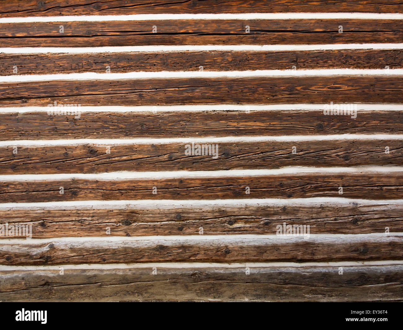 Wand der gezimmerten Hütte - Holzstruktur Stockfoto