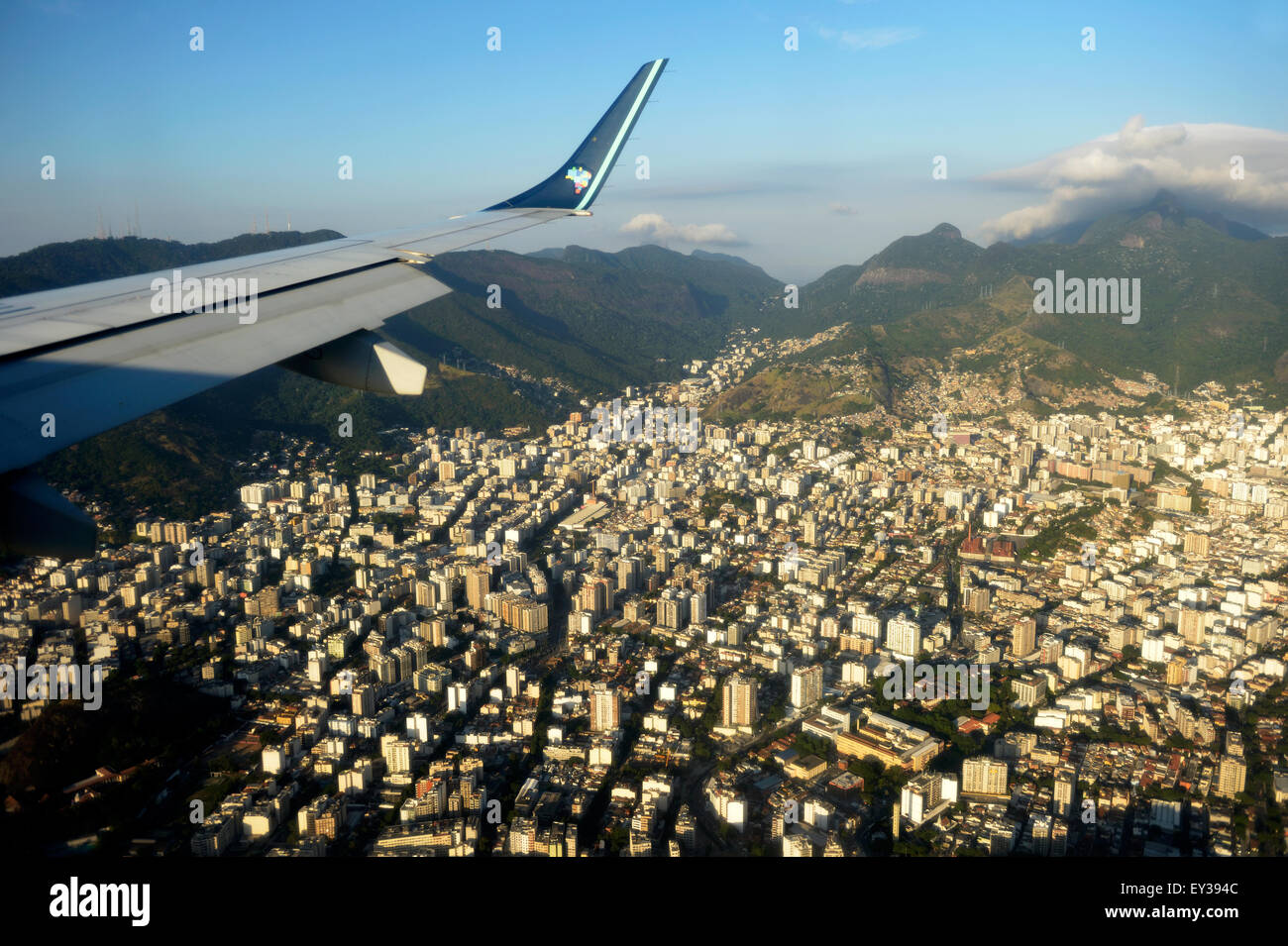 Luftaufnahme, Landung in Rio De Janeiro, Brasilien Stockfoto