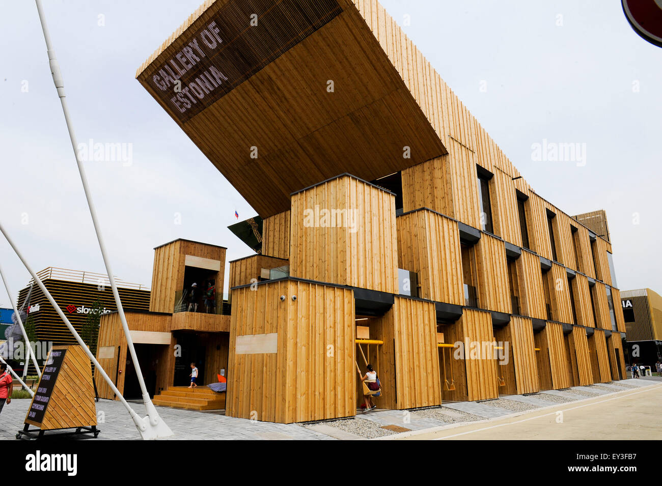 Italien Mailand Expo Pavillon Estland 2015, Architektur, Gebäude, Stadt, bunten, Bau, Europa, europäisch, Veranstaltung, Veranstaltungen, Stockfoto