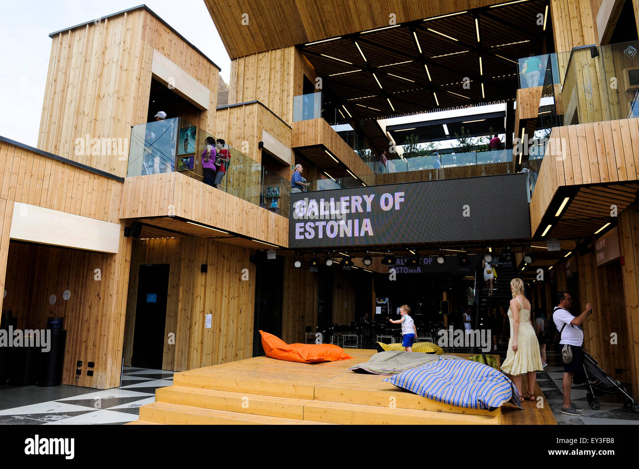 Italien Mailand Expo Pavillon Estland 2015, Architektur, Gebäude, Stadt, bunten, Bau, Europa, europäisch, Veranstaltung, Veranstaltungen, Stockfoto